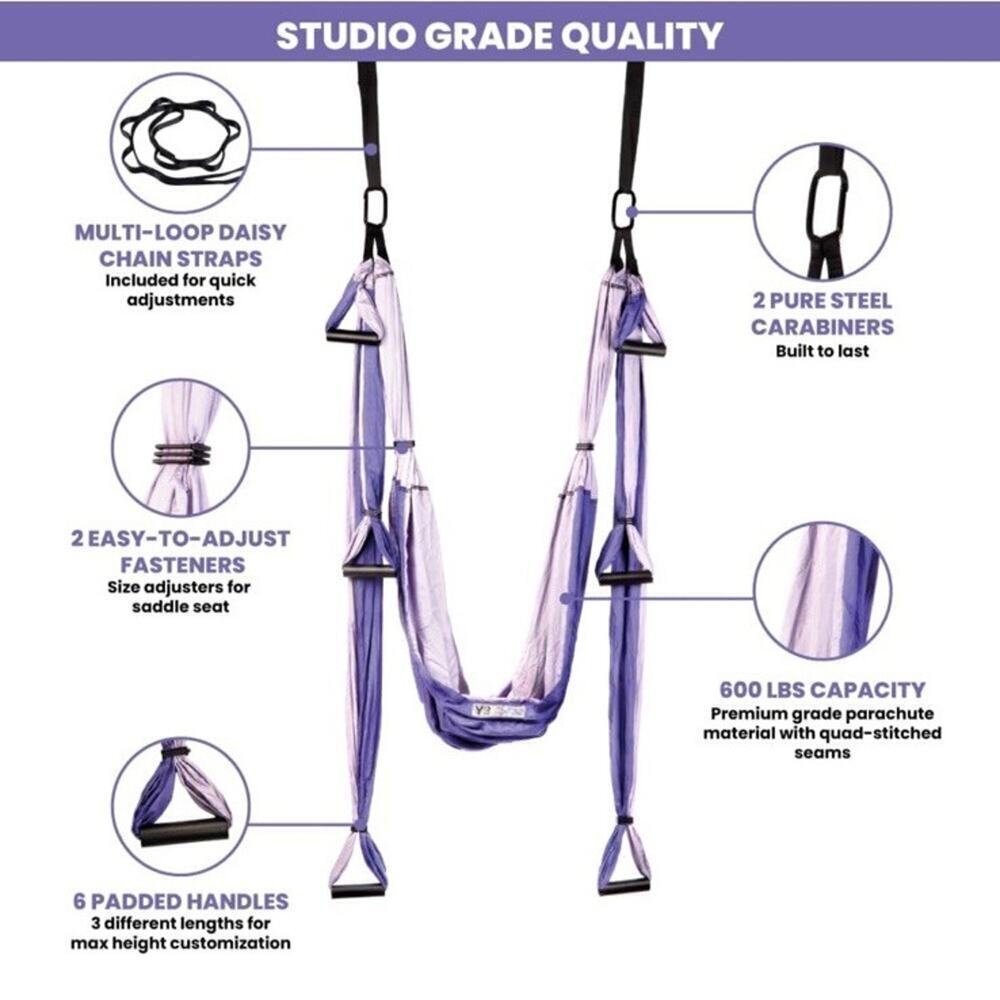 YOGABODY Practice is Everything Yoga Trapeze Ceiling Bar Swing Hooks RARE Purple - Picture 5 of 11